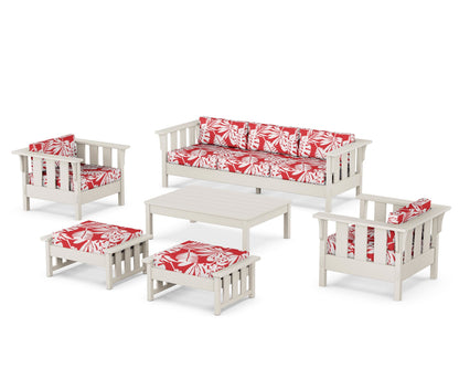 Martha Stewart by POLYWOOD® Acadia 6-Piece Lounge Sofa Set in Sand / Leaf Crimson