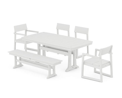 POLYWOOD® EDGE 6-Piece Dining Set with Trestle Legs in White