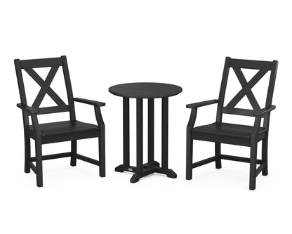 POLYWOOD® Braxton 3-Piece Round Bistro Dining Set in Black