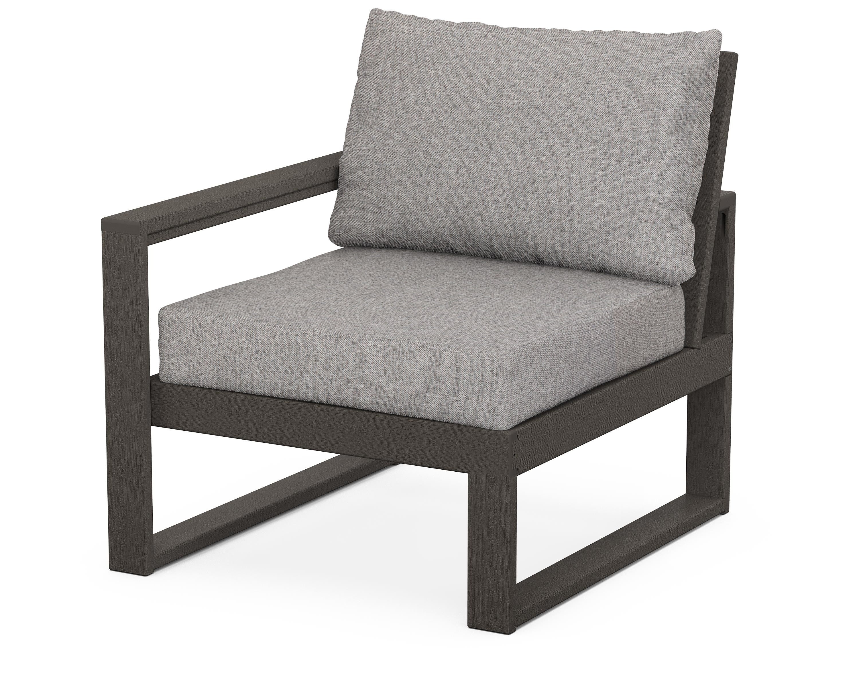 POLYWOOD® EDGE Modular Left Arm Chair in Vintage Coffee / Grey Mist