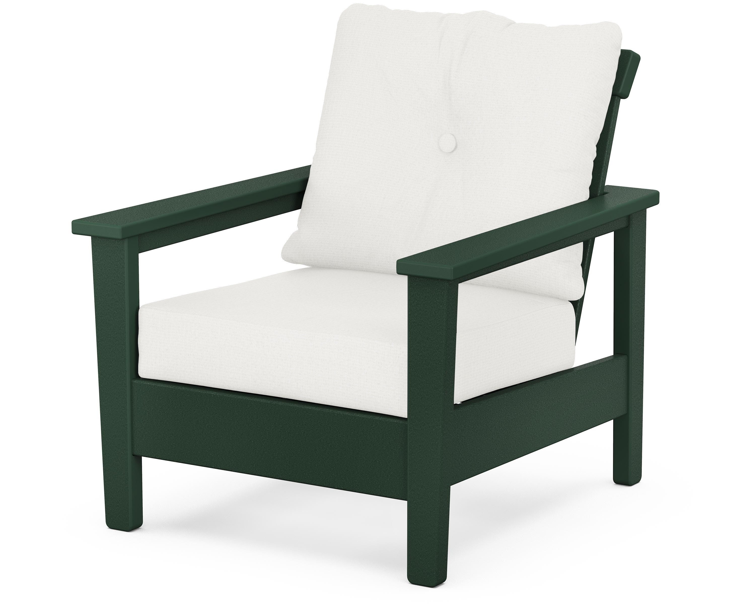 POLYWOOD® Prescott Deep Seating Chair in Green / Natural Linen