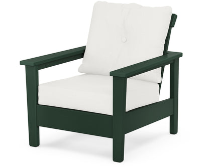 POLYWOOD® Prescott Deep Seating Chair in Green / Natural Linen