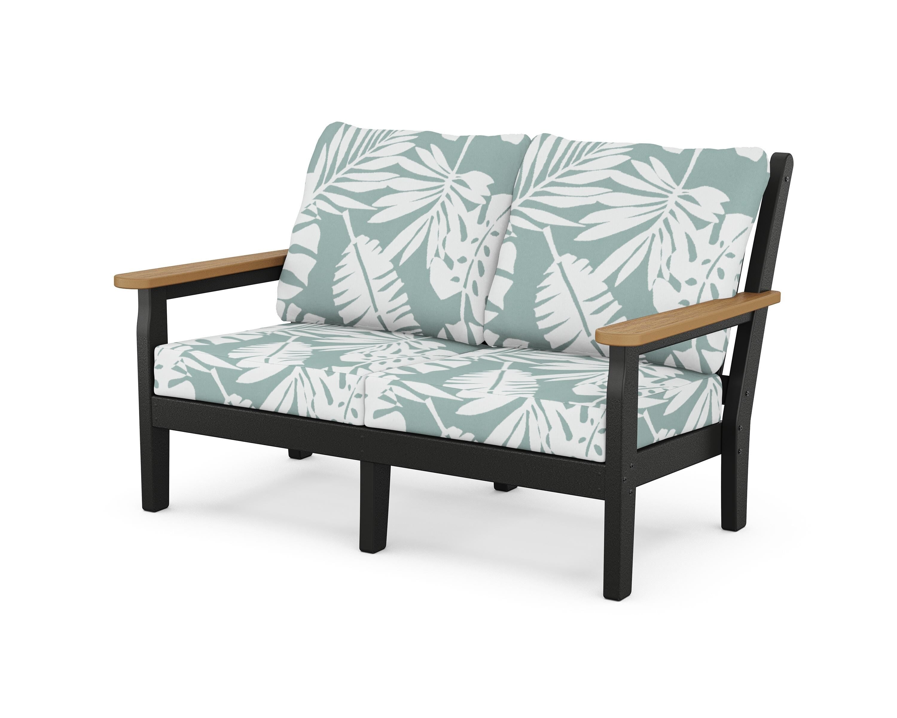 POLYWOOD® Chippendale Deep Seating Loveseat in Black / Natural / Leaf Glacier Spa