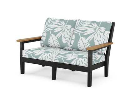 POLYWOOD® Chippendale Deep Seating Loveseat in Black / Natural / Leaf Glacier Spa