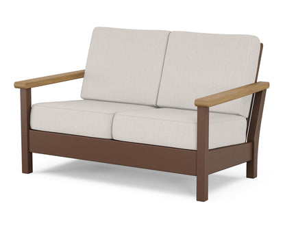 POLYWOOD® Harbour Deep Seating Loveseat in Mahogany / Natural / Cast Ash