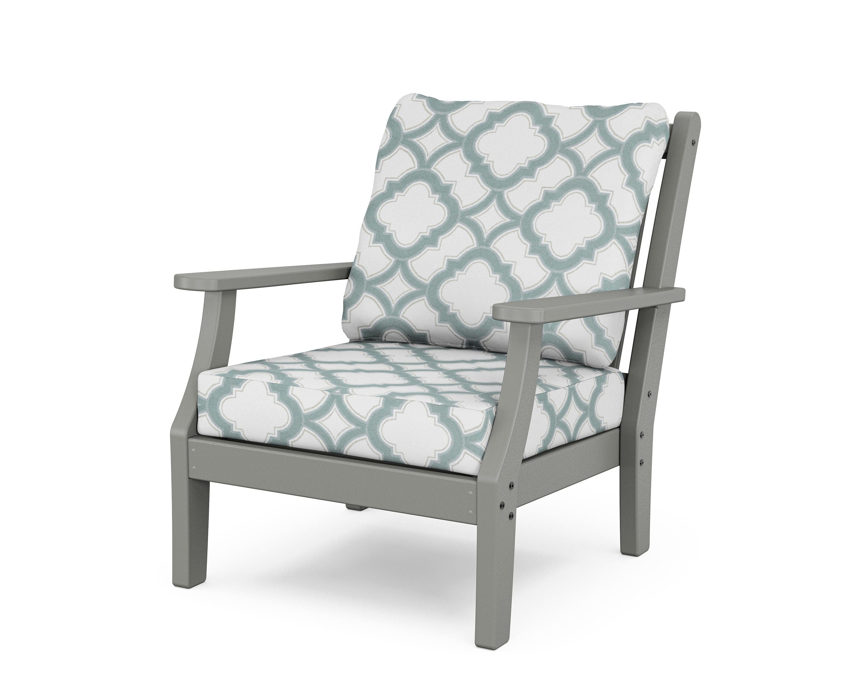 Country Living Wovendale Deep Seating Chair in Slate Grey / Trellis Glacier Spa