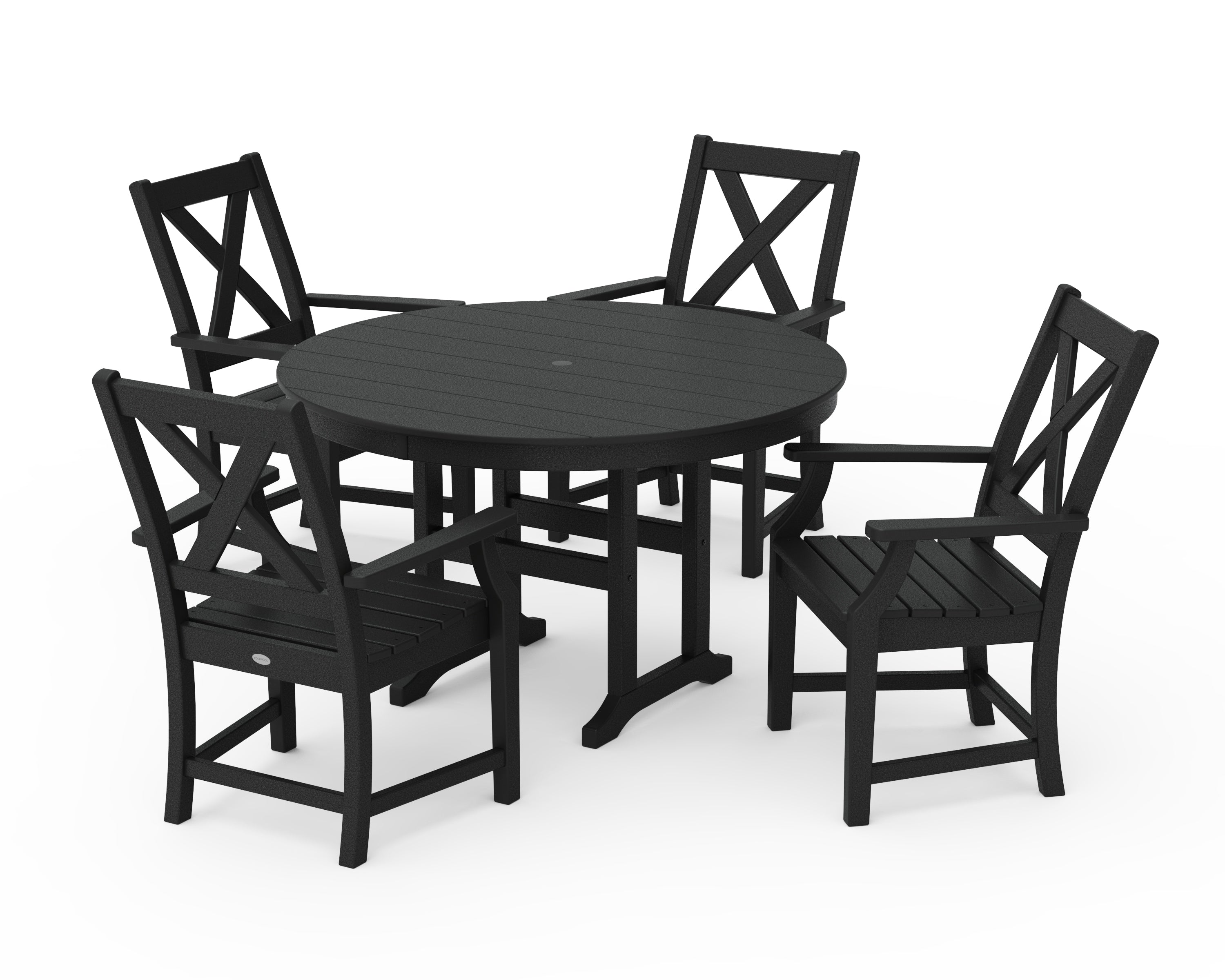 POLYWOOD® Braxton 5-Piece Round Farmhouse Dining Set in Black