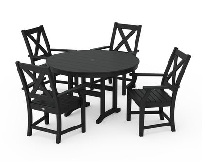 POLYWOOD® Braxton 5-Piece Round Farmhouse Dining Set in Black