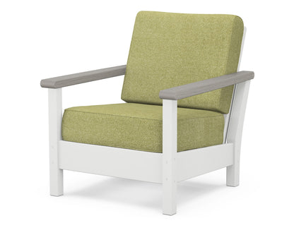 POLYWOOD® Harbour Deep Seating Chair in White / Driftwood / Chartreuse Boucle