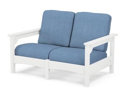 POLYWOOD® Club Loveseat in White / Sky Blue