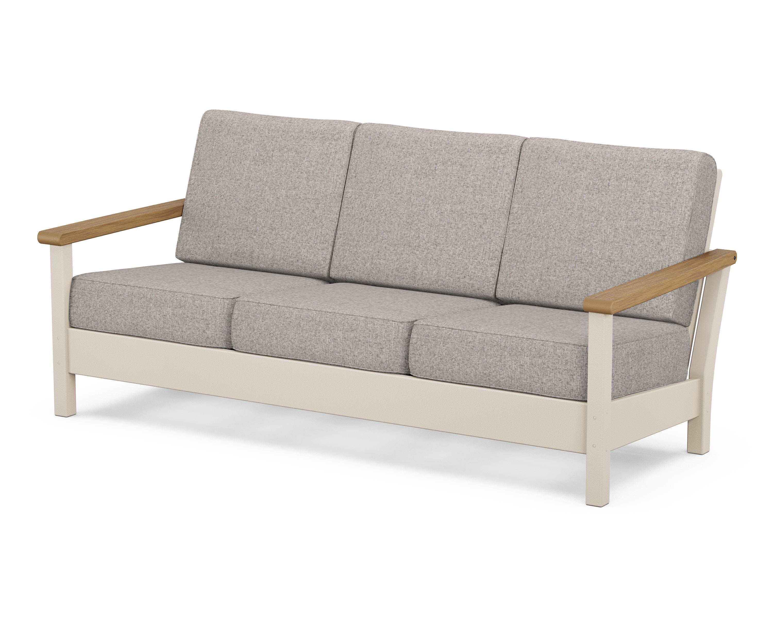 POLYWOOD® Harbour Deep Seating Sofa in Sand / Natural / Weathered Tweed