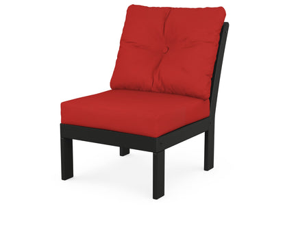 POLYWOOD® Vineyard Modular Armless Chair in Black / Crimson Linen
