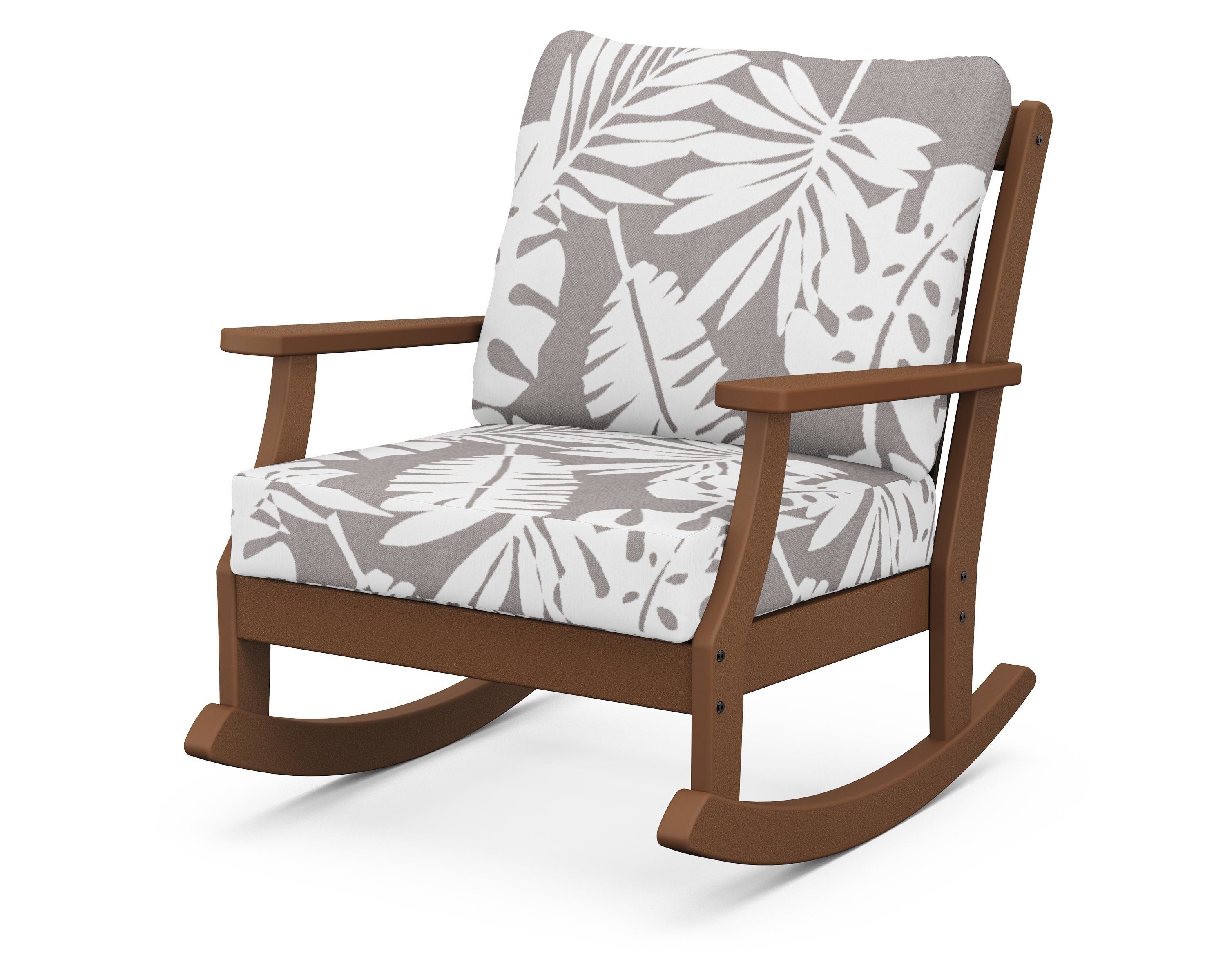 POLYWOOD® Braxton Deep Seating Rocking Chair in Teak / Leaf Grey Mist