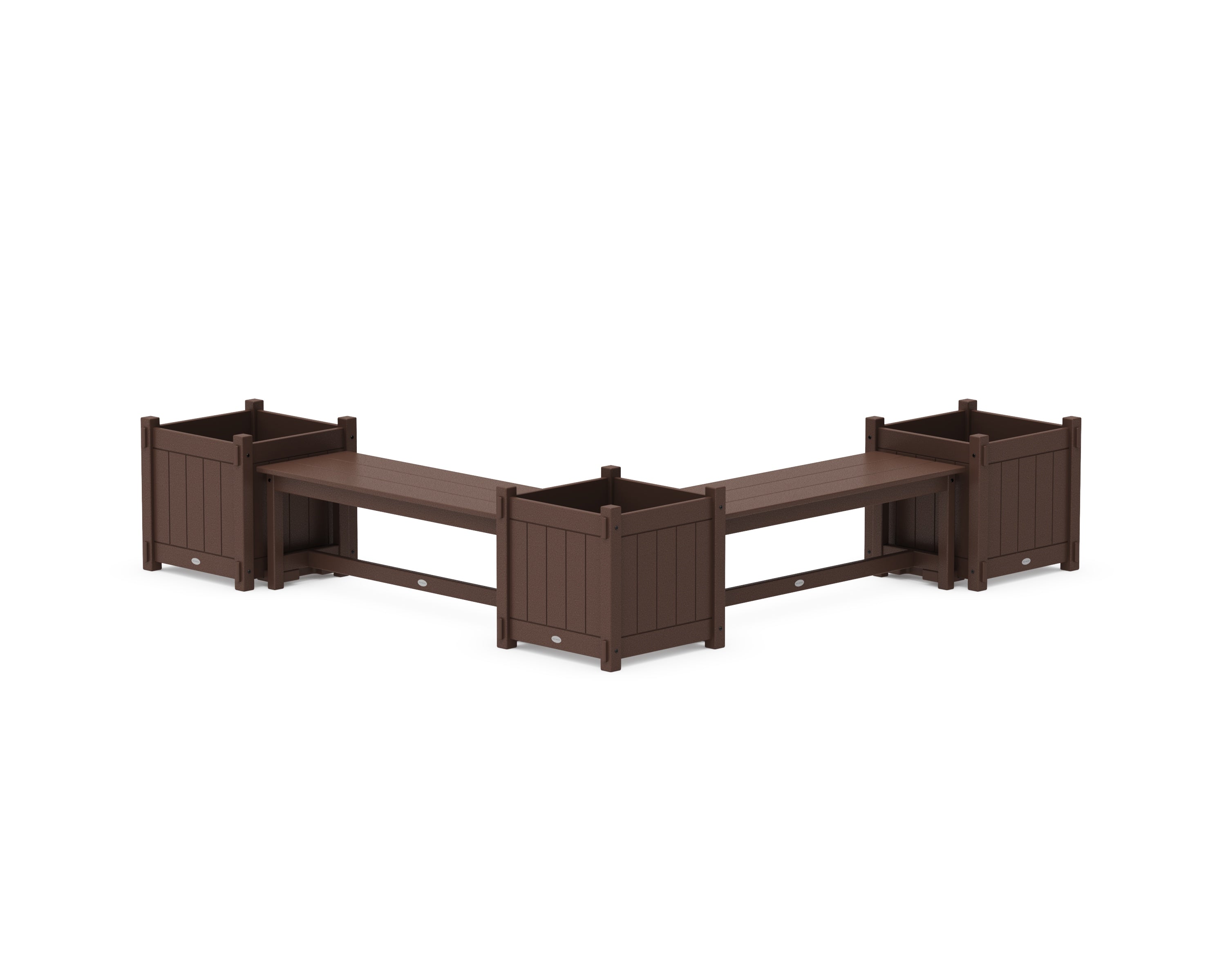 POLYWOOD® 48" Vineyard L- Shaped Planter Bench Corner Set - Large in Mahogany