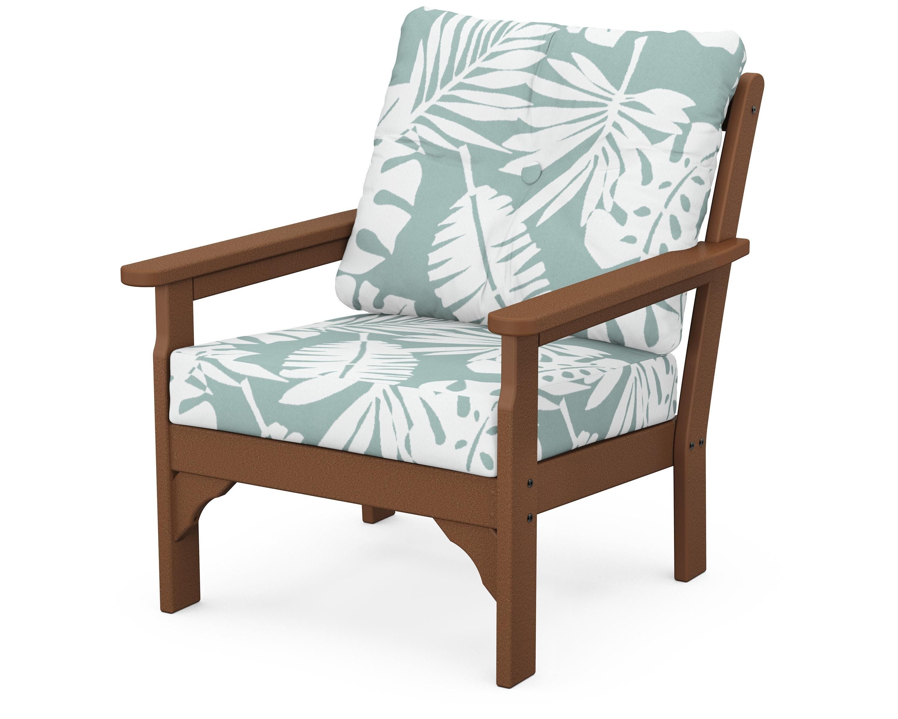 POLYWOOD® Vineyard Deep Seating Chair in Teak / Leaf Glacier Spa