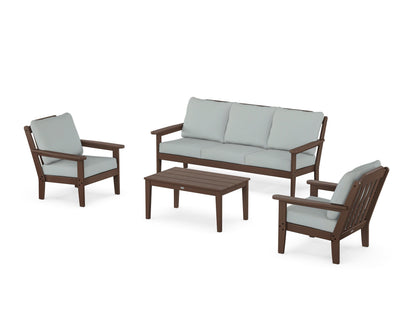 Country Living Cottage 4-Piece Deep Seating Set with Sofa in Mahogany / Spa