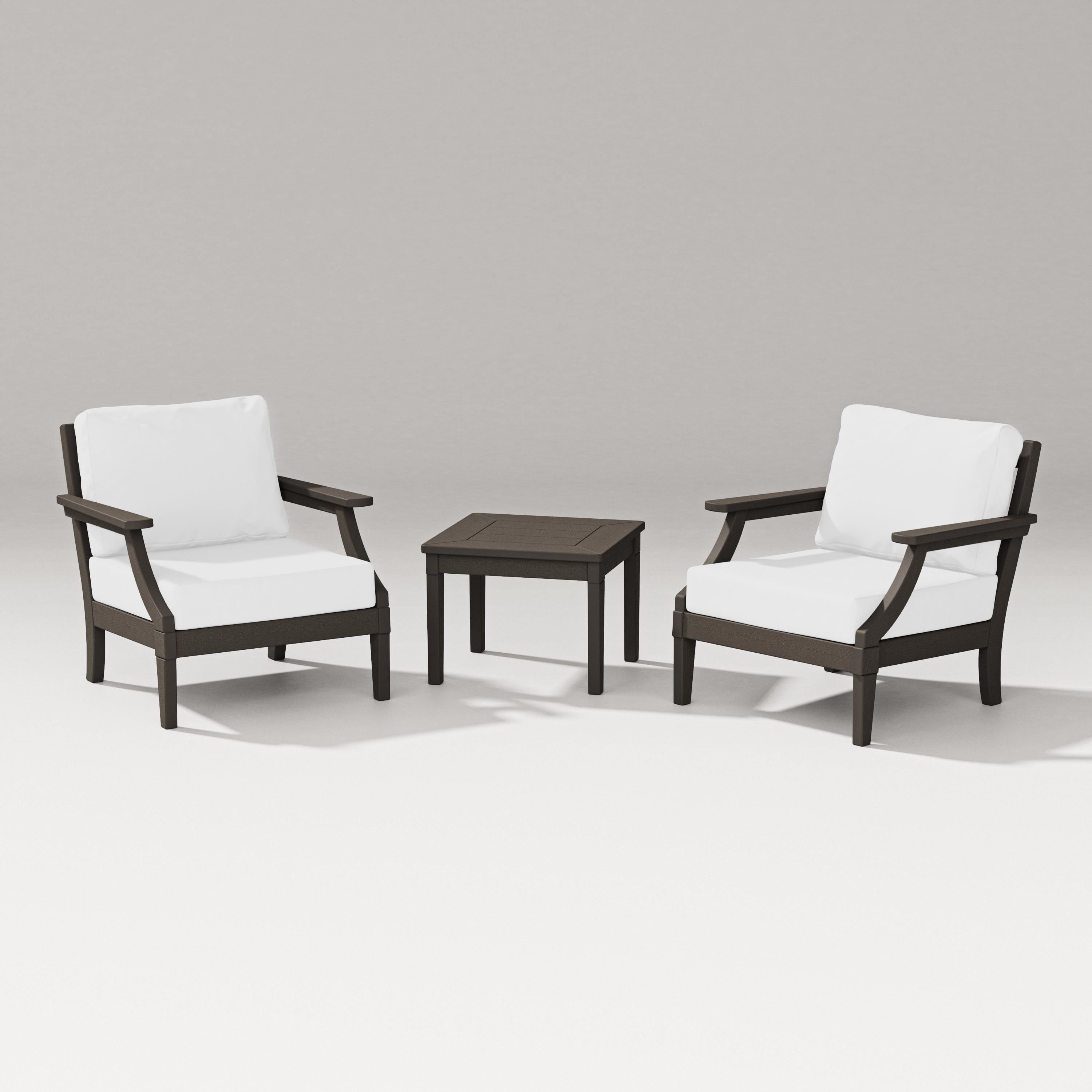 PW Designer Series Estate 3-Piece Lounge Chair Set in Vintage Coffee / Natural