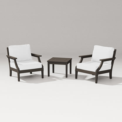 PW Designer Series Estate 3-Piece Lounge Chair Set in Vintage Coffee / Natural