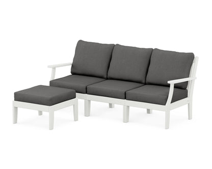 POLYWOOD® Braxton Modular 4-Piece Deep Seating Set with Ottoman in Vintage White / Spectrum Carbon