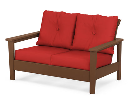 POLYWOOD® Prescott Deep Seating Loveseat in Teak / Crimson Linen