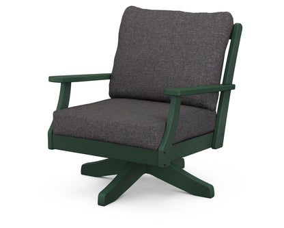 POLYWOOD® Braxton Deep Seating Swivel Chair in Green / Ash Charcoal