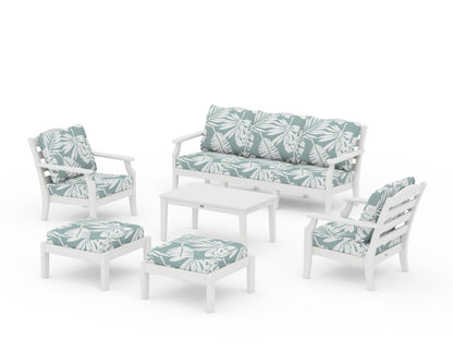 Draper James™ by  POLYWOOD® Savannah 6-Piece Lounge Sofa Set in White / Leaf Glacier Spa