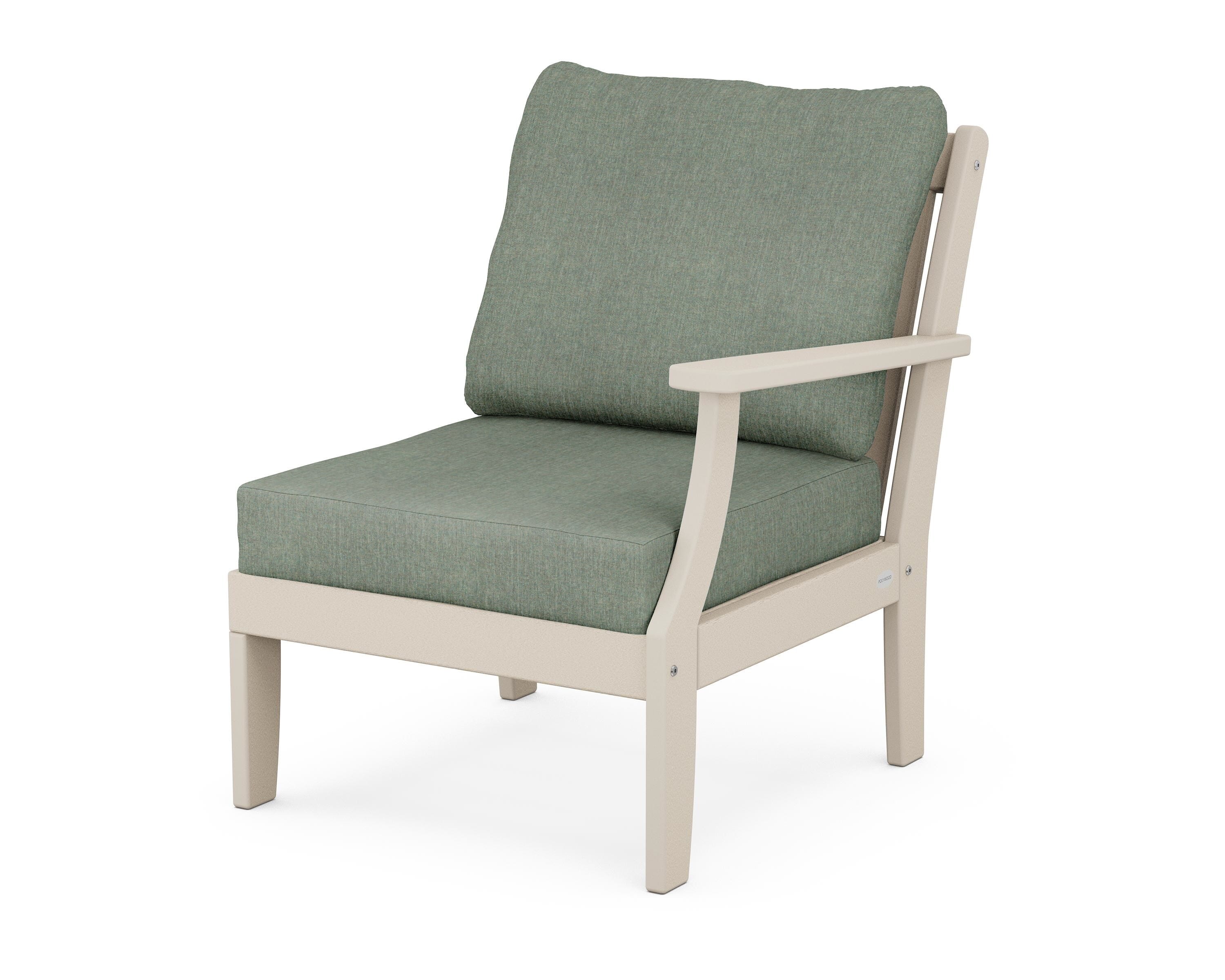 POLYWOOD® Braxton Modular Right Arm Chair in Sand / Cast Sage