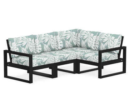 POLYWOOD® EDGE 4-Piece Modular Deep Seating Set in Black / Leaf Glacier Spa