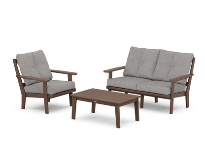 POLYWOOD® Prairie 3-Piece Deep Seating Set with Loveseat in Mahogany / Grey Mist