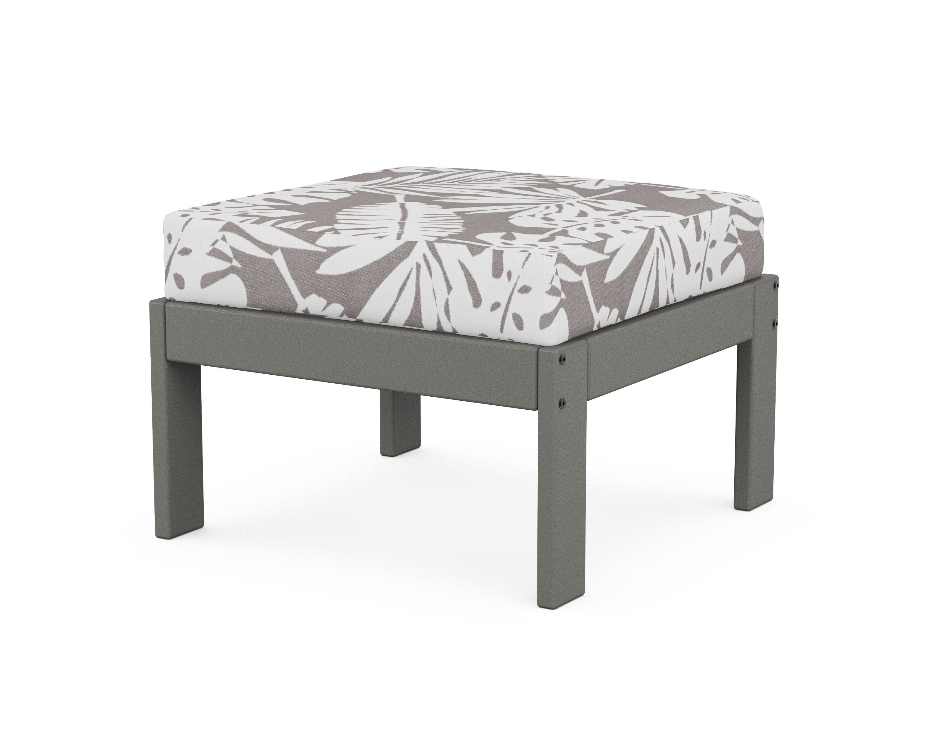 POLYWOOD® Vineyard Modular Ottoman in Slate Grey / Leaf Grey Mist