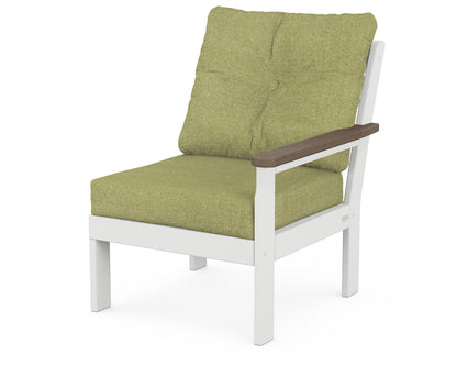 POLYWOOD® Vineyard Modular Right Arm Chair in White / Kona / Chartreuse Boucle