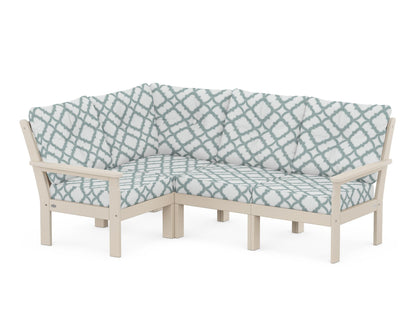 POLYWOOD® Vineyard 4-Piece Sectional in Sand / Trellis Glacier Spa