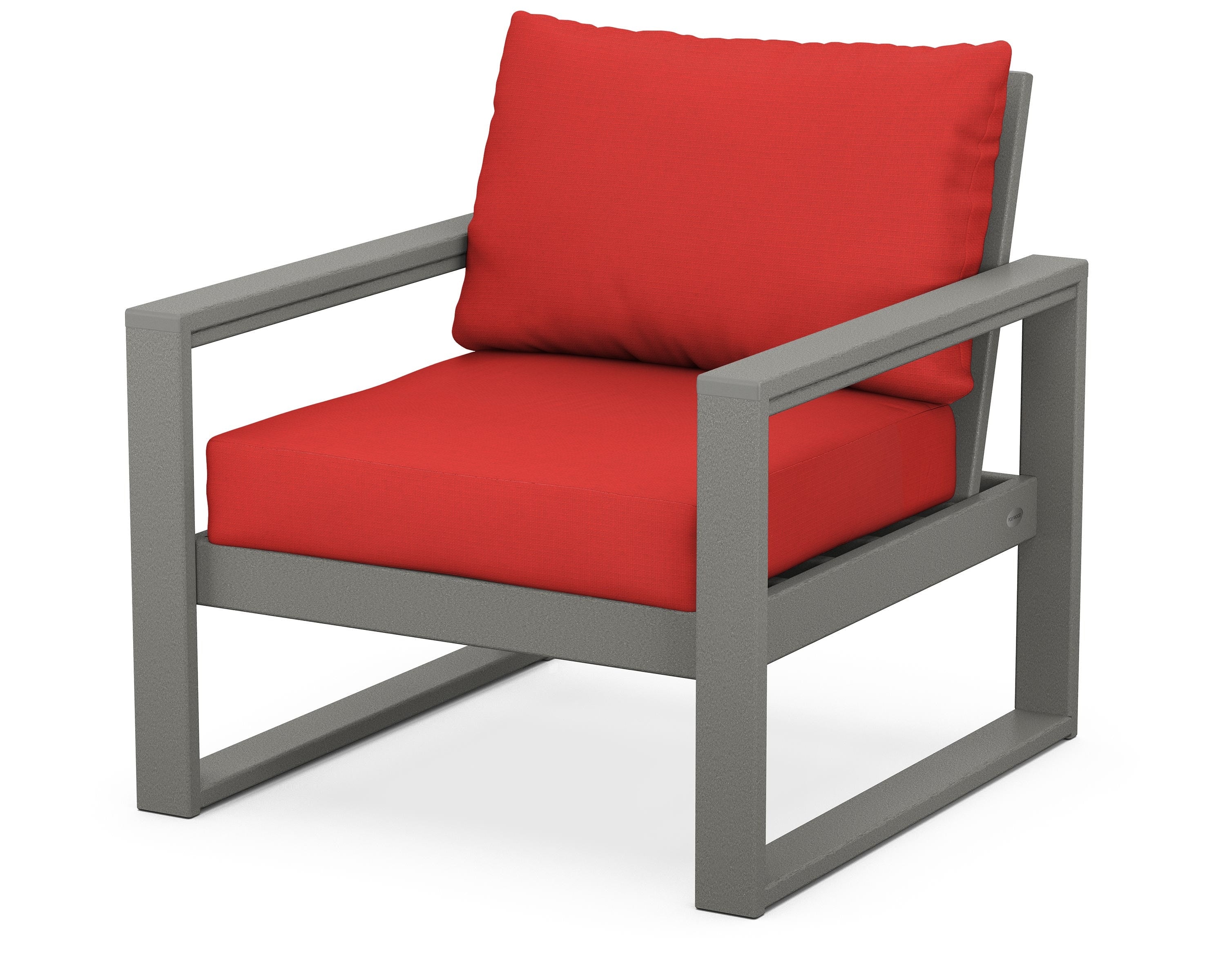 POLYWOOD® EDGE Club Chair in Slate Grey / Crimson Linen