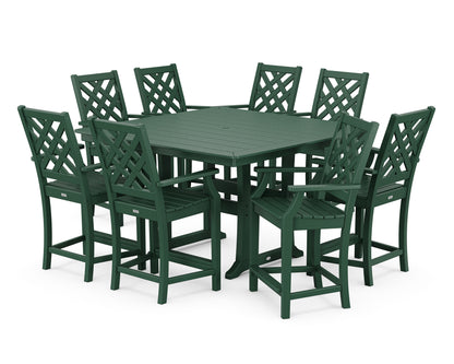 Country Living Wovendale 9-Piece Square Counter Set with Trestle Legs in Green