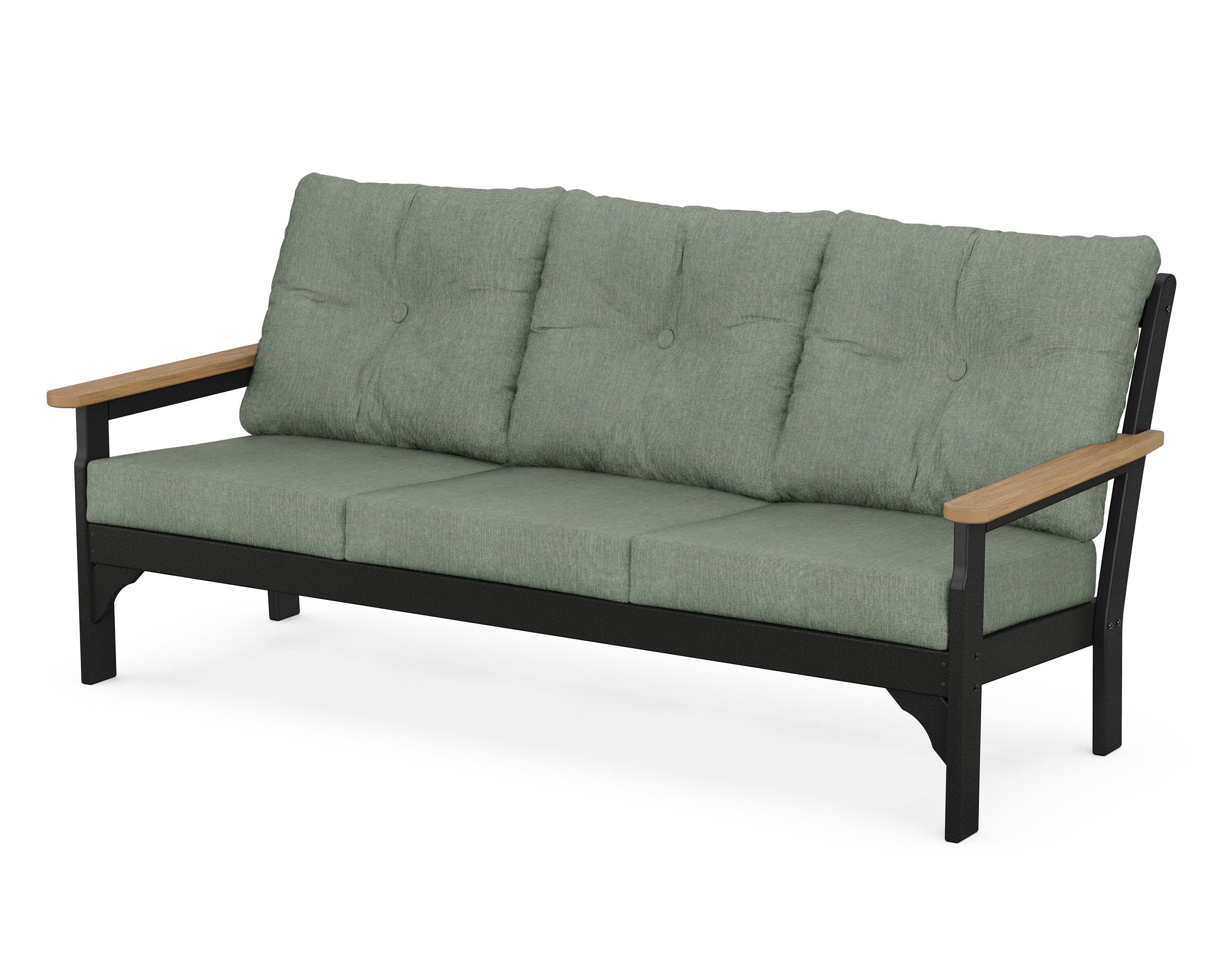 POLYWOOD® Vineyard Deep Seating Sofa in Black / Natural / Cast Sage