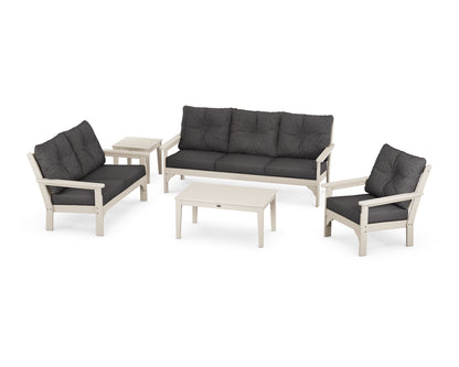 POLYWOOD® Vineyard 5 Piece Deep Seating Set in Sand / Ash Charcoal