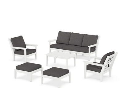 POLYWOOD® Chippendale 6-Piece Lounge Sofa Set in White / Ash Charcoal