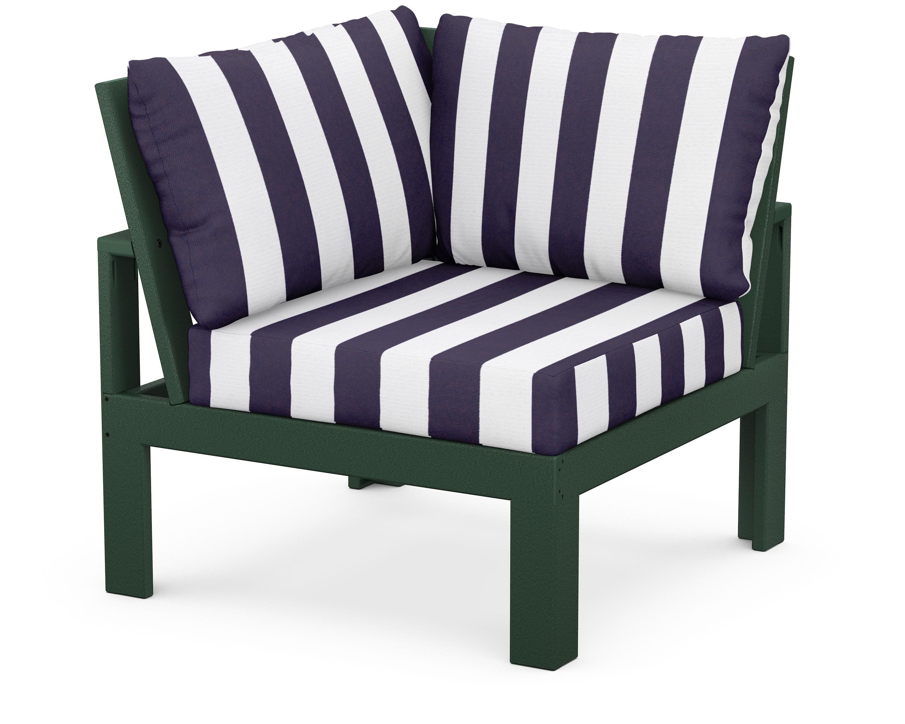 Unbranded Modular Corner Chair in Green / Cabana Stripe Navy