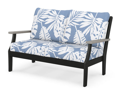 POLYWOOD® Braxton Deep Seating Loveseat in Black / Driftwood / Leaf Sky Blue