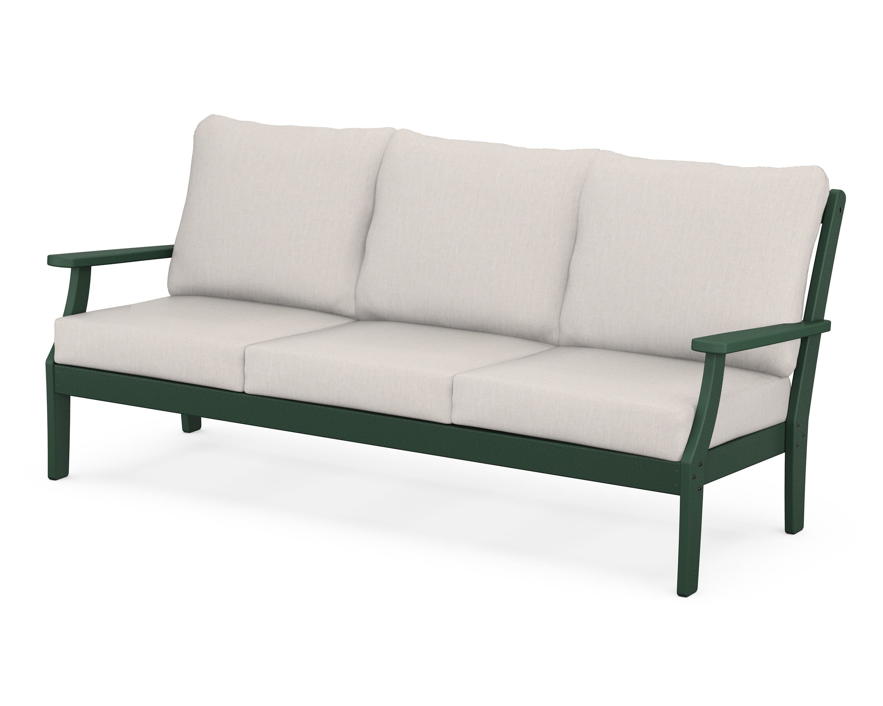 POLYWOOD® Braxton Deep Seating Sofa in Green / Cast Ash