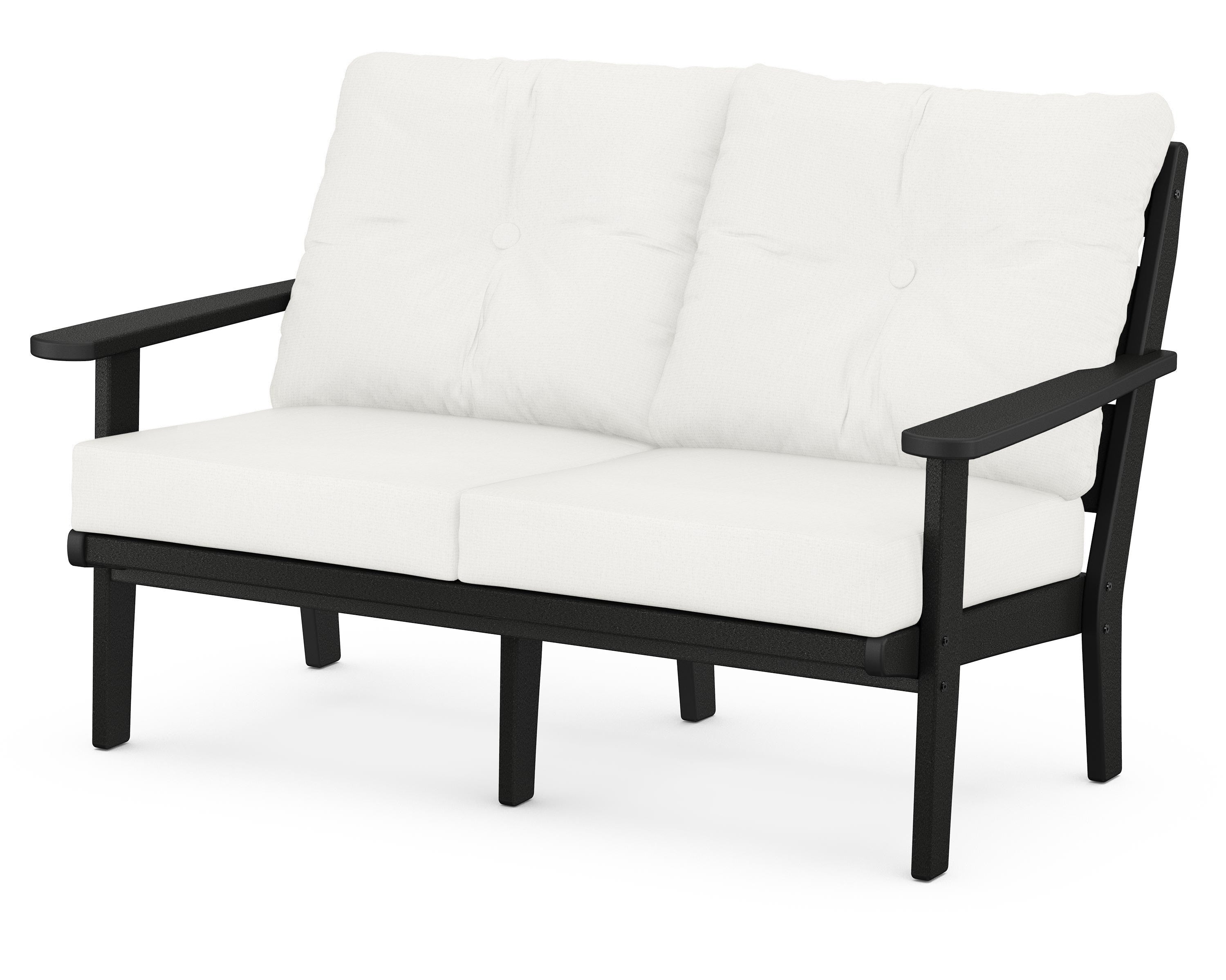POLYWOOD® Lakeside Deep Seating Loveseat in Black / Natural Linen
