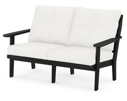 POLYWOOD® Lakeside Deep Seating Loveseat in Black / Natural Linen