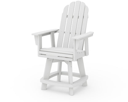 POLYWOOD® Vineyard Curveback Adirondack Swivel Counter Chair in White