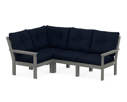 POLYWOOD® Vineyard 4-Piece Sectional in Slate Grey / Marine Indigo