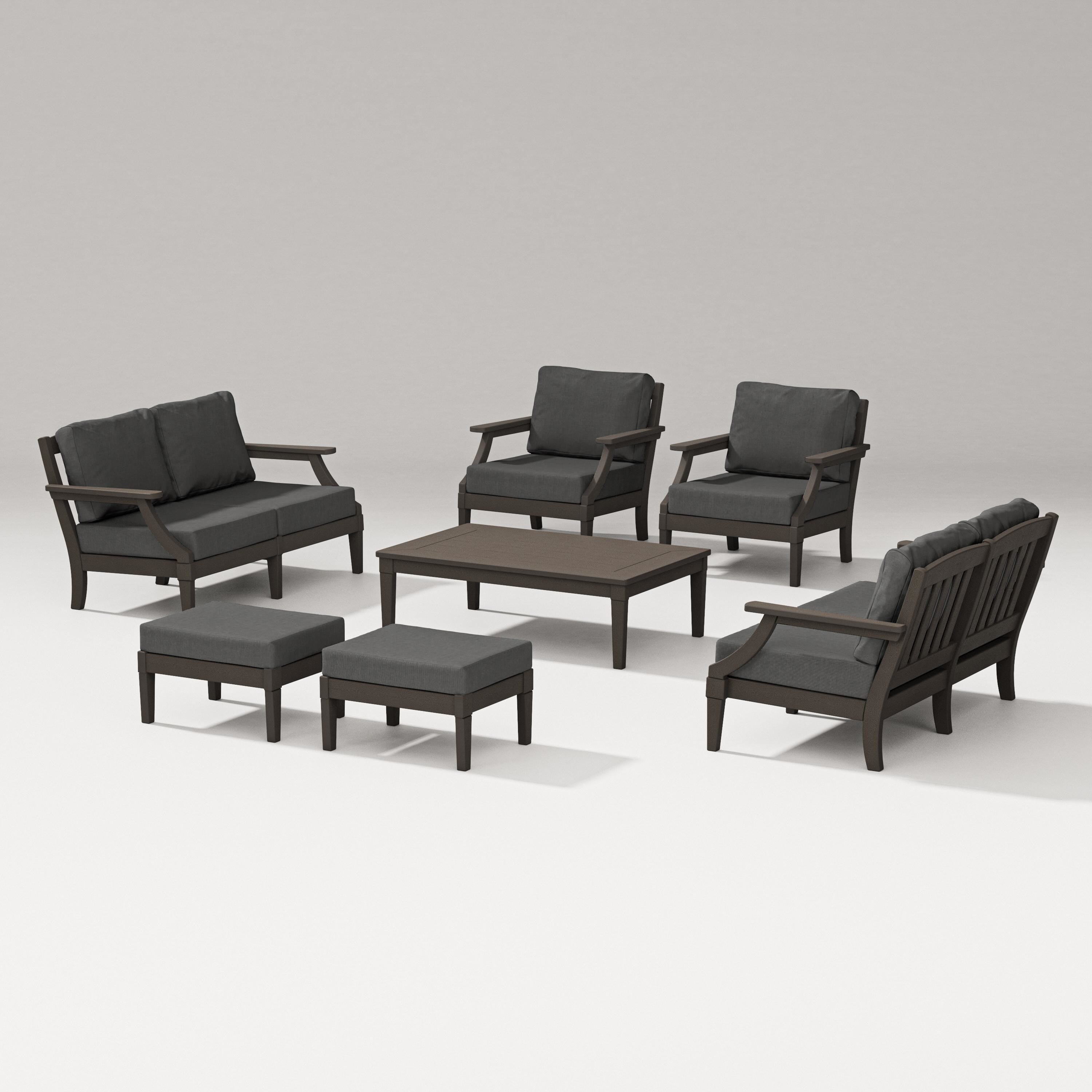 PW Designer Series Estate 7-Piece Lounge Loveseat Set in Vintage Coffee / Spectrum Carbon