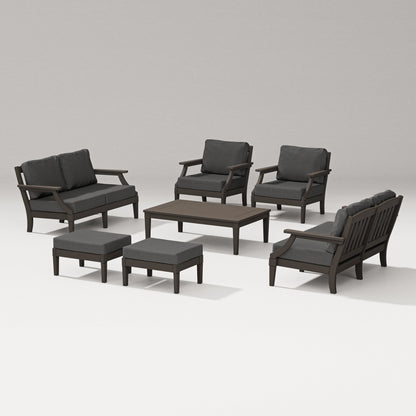 PW Designer Series Estate 7-Piece Lounge Loveseat Set in Vintage Coffee / Spectrum Carbon