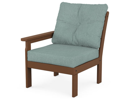 POLYWOOD® Vineyard Modular Left Arm Chair in Teak / Glacier Spa