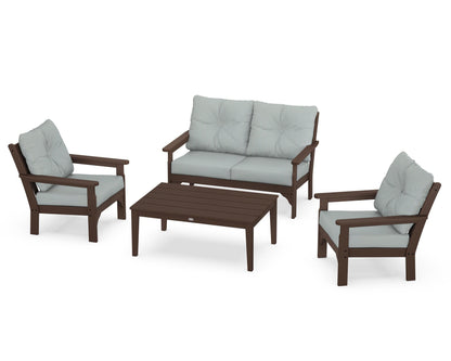 POLYWOOD® Vineyard 4-Piece Deep Seating Set in Mahogany / Spa
