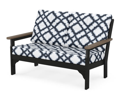 POLYWOOD® Vineyard Deep Seating Loveseat in Black / Kona / Trellis Marine Indigo