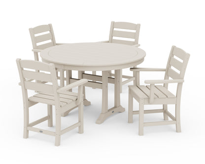 POLYWOOD® Lakeside 5-Piece Round Dining Set with Trestle Legs in Sand
